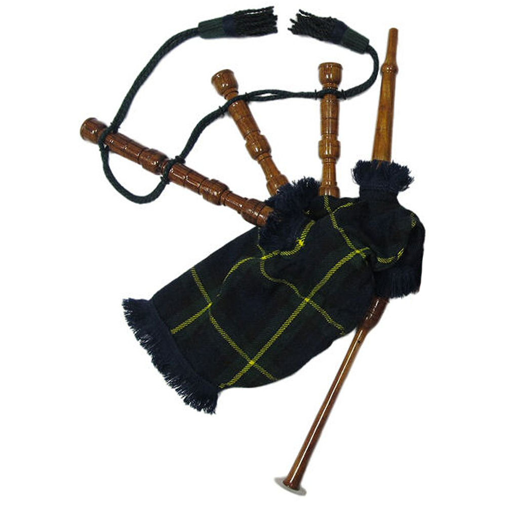 Childrens Junior Playable Miniature Bagpipes Tartan Bag & Rosewood