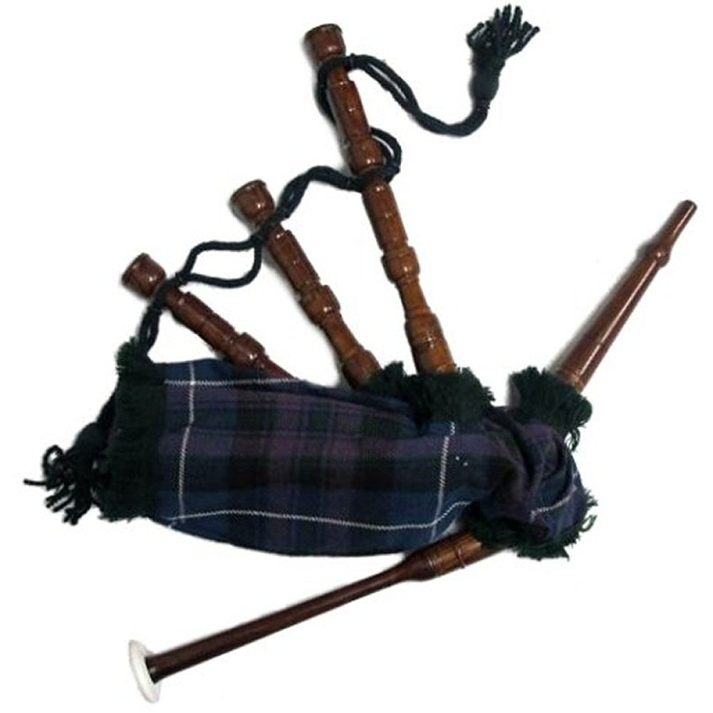 Childrens Junior Playable Miniature Bagpipes Tartan Bag & Rosewood