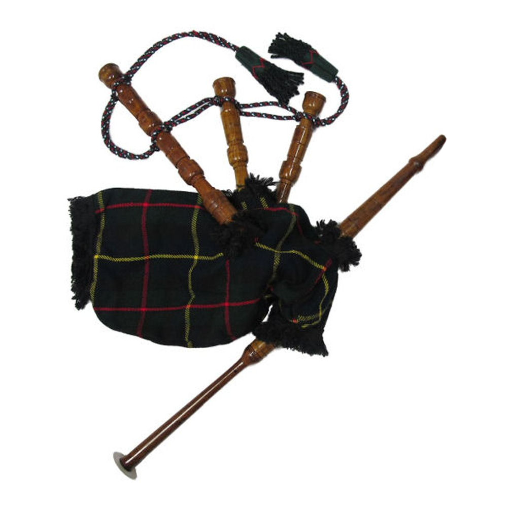 Childrens Junior Playable Miniature Bagpipes Tartan Bag & Rosewood