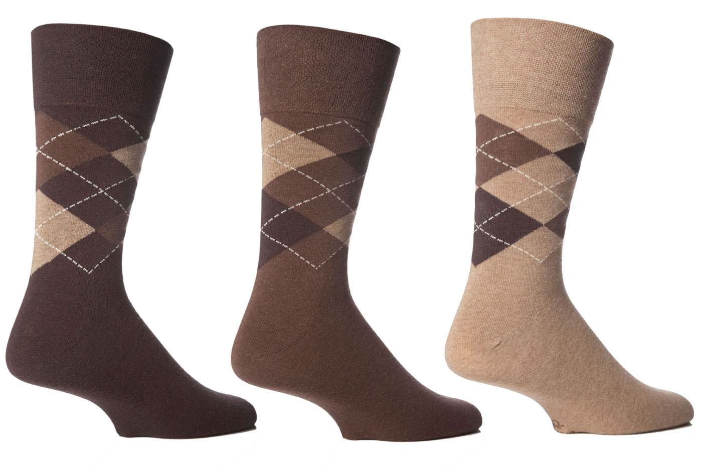 Mens Brown Argyle Gentle Grip Sock By Sock Shop Loose Top