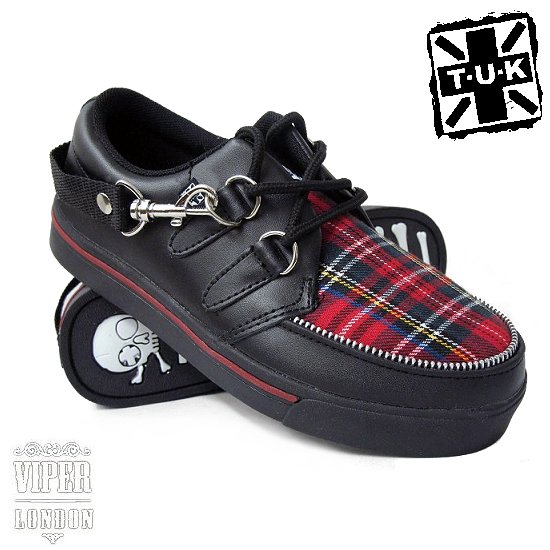 TUK Mens Red Tartan Punk Creepers Sneaker/Trainers