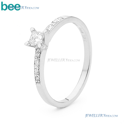 Bee 9ct White gold Solitaire Ring 0.18 carat JP3 Diamond 0.01carat JP2 Diamond W25353/C26 A