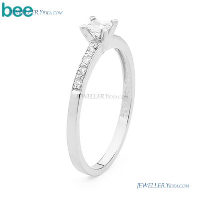 Bee 9ct White gold Solitaire Ring 0.18 carat JP3 Diamond 0.01carat JP2 Diamond W25353/C26 B