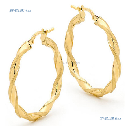 9k 9ct Solid Yellow Gold Twisted Hoop Earrings 30mm 1014_HTAY-30 B 9k 9ct Solid Yellow Gold Twisted Hoop Earrings 30mm 1014_HTAY-30 B