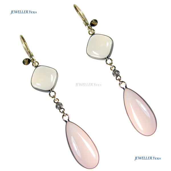 9ct Yellow Gold Dangle Earrings 5.8ct Moonstone 8.4ct Red Quartz 0.1carat Diamond anti_E0930-MO-CR-DM B