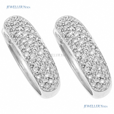 9ct White Gold Huggie Earrings 0.25ct PK TTLB Round Brilliant Diamond prot_PAV25W D