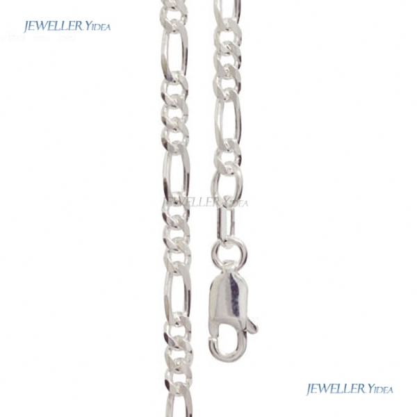 New 925 Sterling Silver Figaro Style Necklace 50 cm Bee Sterling Silver Lobster Claw Clasps Chain Silver Necklace 1400750 A
