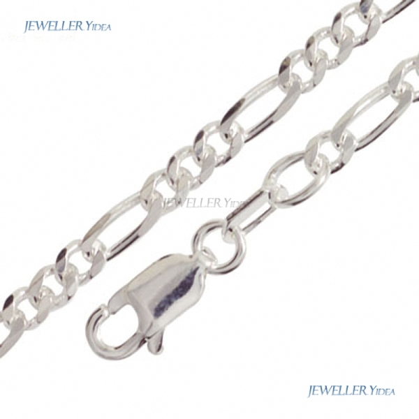 New 925 Sterling Silver Figaro Style Necklace 50 cm Bee Sterling Silver Lobster Claw Clasps Chain Silver Necklace 1400750 B