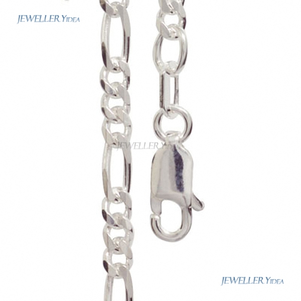 New 925 Sterling Silver Figaro Style Necklace 50 cm Bee Sterling Silver Lobster Claw Clasps Chain Silver Necklace 1400750 C