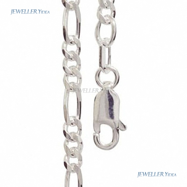 New 925 Sterling Silver Figaro Style Necklace 50 cm Bee Sterling Silver Lobster Claw Clasps Chain Silver Necklace 1400750 D