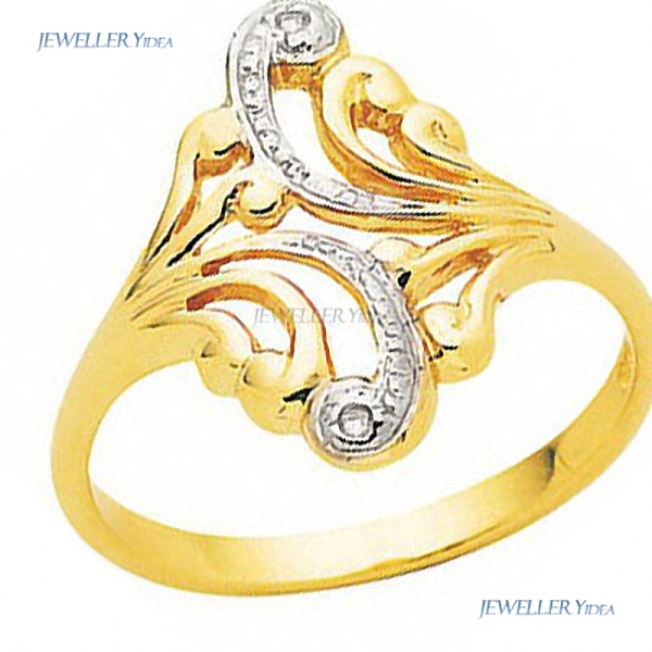 Bee Wave Swirl 9k 9ct Yellow Gold Fancy Ring 0.005 carat JP2 White Claw Setting, Prongs Diamond 18mm P 7.75 22549 B Bee Wave Swirl 9k 9ct Yellow Gold Fancy Ring 0.005 carat JP2 White Claw Setting, Prongs Diamond 18mm P 7.75 22549 B