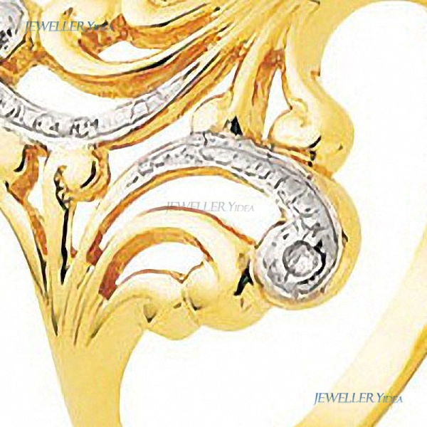 Bee Wave Swirl 9k 9ct Yellow Gold Fancy Ring 0.005 carat JP2 White Claw Setting, Prongs Diamond 18mm P 7.75 22549 D Bee Wave Swirl 9k 9ct Yellow Gold Fancy Ring 0.005 carat JP2 White Claw Setting, Prongs Diamond 18mm P 7.75 22549 D