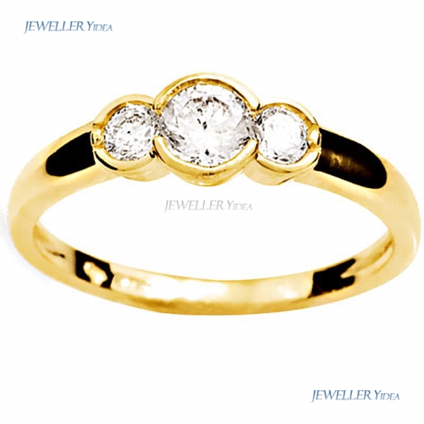 Bee 9k 9ct Yellow Gold 2 or 3 Stone Ring 4.5mm White Round Cubic Zirconia 3.0mm White Round Cubic Zirconia P 7.75 23236/CZ A
