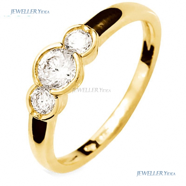 Bee 9k 9ct Yellow Gold 2 or 3 Stone Ring 4.5mm White Round Cubic Zirconia 3.0mm White Round Cubic Zirconia P 7.75 23236/CZ B