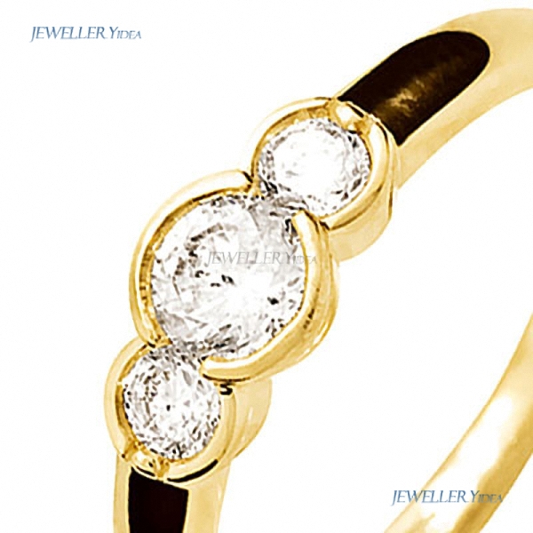 Bee 9k 9ct Yellow Gold 2 or 3 Stone Ring 4.5mm White Round Cubic Zirconia 3.0mm White Round Cubic Zirconia P 7.75 23236/CZ C