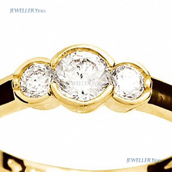 Bee 9k 9ct Yellow Gold 2 or 3 Stone Ring 4.5mm White Round Cubic Zirconia 3.0mm White Round Cubic Zirconia P 7.75 23236/CZ D