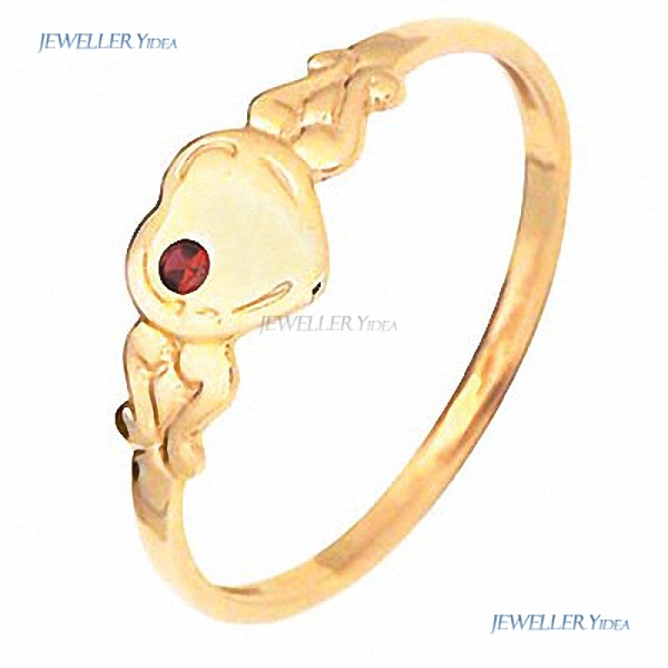 Bee Scroll Heart 9k 9ct Yellow Gold Other Rings 1.5mm Red Hammer, Punch Round Created Ruby M 6.25 23686/CR'M A