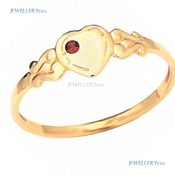 Bee Scroll Heart 9k 9ct Yellow Gold Other Rings 1.5mm Red Hammer, Punch Round Created Ruby M 6.25 23686/CR'M B