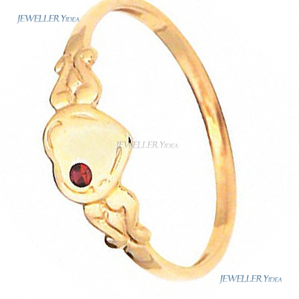 Bee Scroll Heart 9k 9ct Yellow Gold Other Rings 1.5mm Red Hammer, Punch Round Created Ruby M 6.25 23686/CR'M C