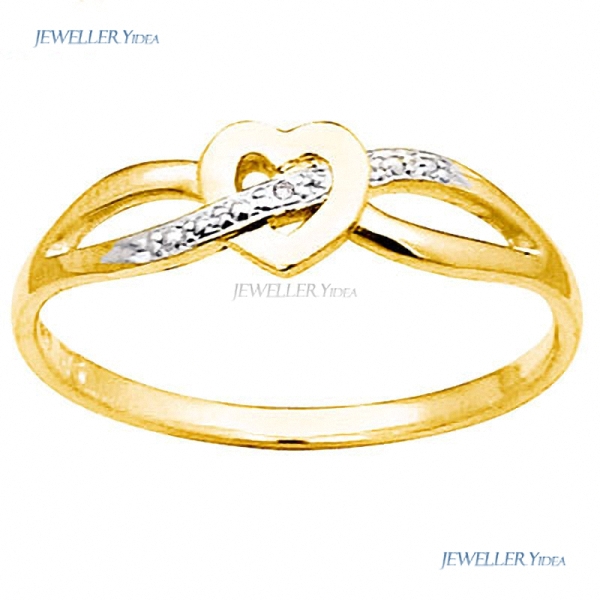9K Solid Yellow Gold Diamond Ring Ribbon through heart Bee Heart Other Rings 0.005 carat JP2 White Diamond P 7.75 24063 A 9K Solid Yellow Gold Diamond Ring Ribbon through heart Bee Heart Other Rings 0.005 carat JP2 White Diamond P 7.75 24063 A