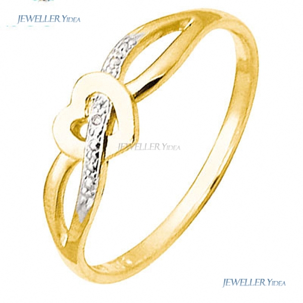 9K Solid Yellow Gold Diamond Ring Ribbon through heart Bee Heart Other Rings 0.005 carat JP2 White Diamond P 7.75 24063 B 9K Solid Yellow Gold Diamond Ring Ribbon through heart Bee Heart Other Rings 0.005 carat JP2 White Diamond P 7.75 24063 B
