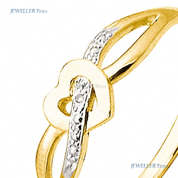 9K Solid Yellow Gold Diamond Ring Ribbon through heart Bee Heart Other Rings 0.005 carat JP2 White Diamond P 7.75 24063 C 9K Solid Yellow Gold Diamond Ring Ribbon through heart Bee Heart Other Rings 0.005 carat JP2 White Diamond P 7.75 24063 C