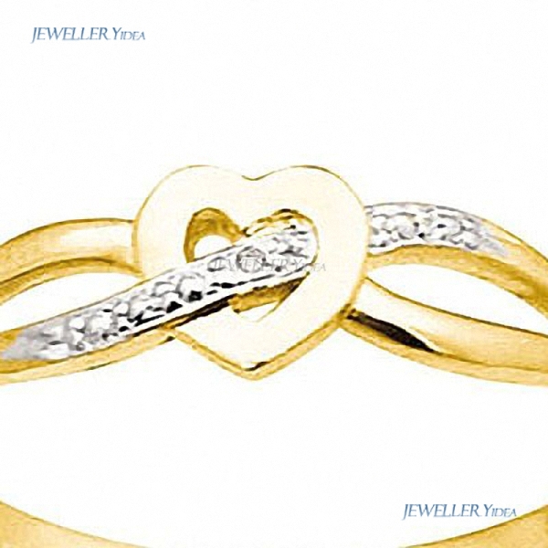 9K Solid Yellow Gold Diamond Ring Ribbon through heart Bee Heart Other Rings 0.005 carat JP2 White Diamond P 7.75 24063 D 9K Solid Yellow Gold Diamond Ring Ribbon through heart Bee Heart Other Rings 0.005 carat JP2 White Diamond P 7.75 24063 D