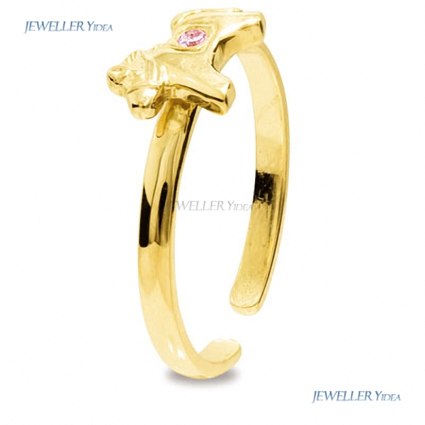 New Girls First 9ct Gold Ring Pony Bee 9k 9ct Yellow Gold Other Rings 1.5 Pink Round Cubic Zirconia 25294/CZP'K B