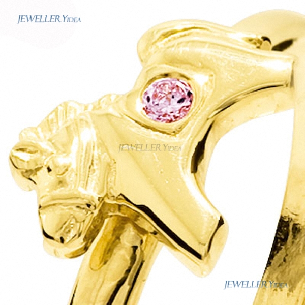 New Girls First 9ct Gold Ring Pony Bee 9k 9ct Yellow Gold Other Rings 1.5 Pink Round Cubic Zirconia 25294/CZP'K C