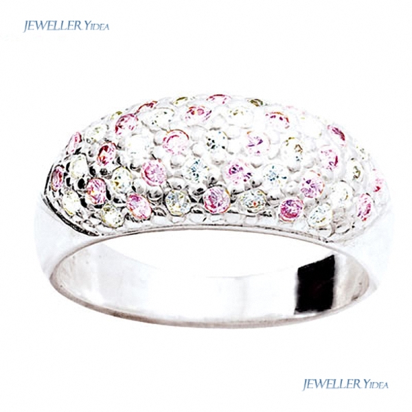 Bee Sterling Silver 2 or 3 Stone Silver Ring 1.5 Pink Round Cubic Zirconia 1.5mm White Round Cubic Zirconia P 7.75 33875/CZP A
