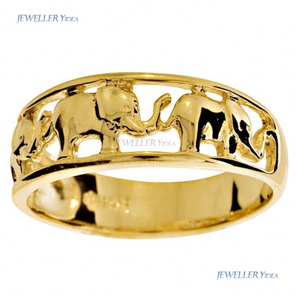 Plain-9ct-9k-Solid-Yellow-Gold-Elephant-Ring-Size-P-7-75-42607