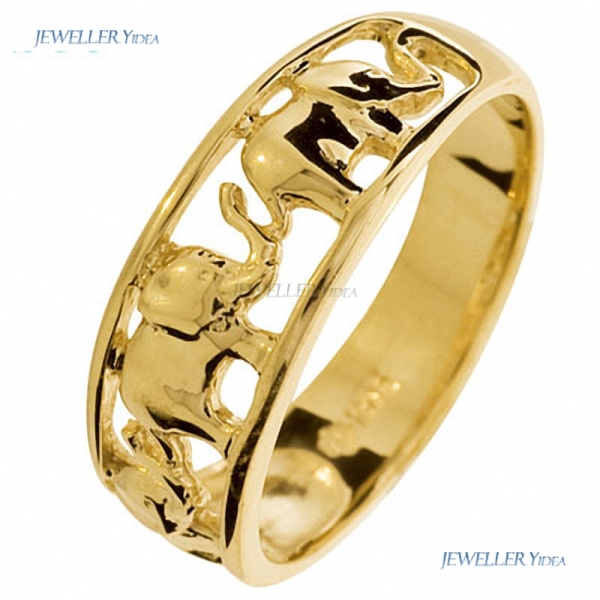 New 9ct 9K Solid Yellow Gold Lucky Elephant ring Bee Symbol: Luck Other Rings P 7.75 42607 B