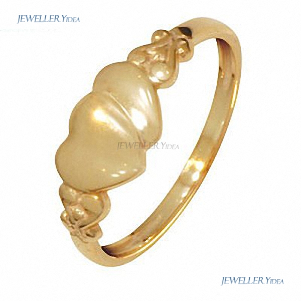 9ct Solid Yellow Gold Child's Heart Signet Ring Size M Bee Heart Other Rings M 6.25 43687'M A