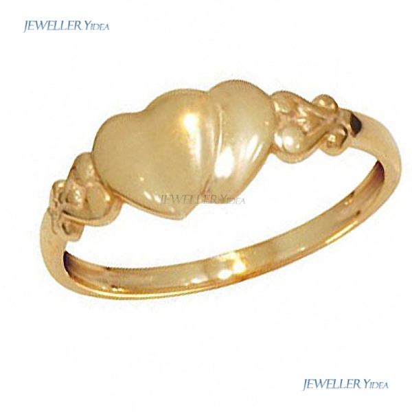 9ct Solid Yellow Gold Child's Heart Signet Ring Size M Bee Heart Other Rings M 6.25 43687'M B