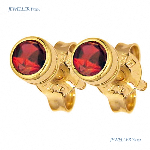 Bee 9k 9ct Yellow Gold 1 x Gold butterfly Earrings back pr Studs Earrings 4mm Red Mounts Bezel Setting Round Created Ruby 50116/CR40 A