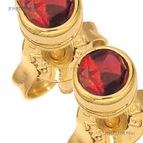 Bee 9k 9ct Yellow Gold 1 x Gold butterfly Earrings back pr Studs Earrings 4mm Red Mounts Bezel Setting Round Created Ruby 50116/CR40 B