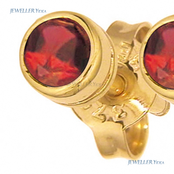 Bee 9k 9ct Yellow Gold 1 x Gold butterfly Earrings back pr Studs Earrings 4mm Red Mounts Bezel Setting Round Created Ruby 50116/CR40 C