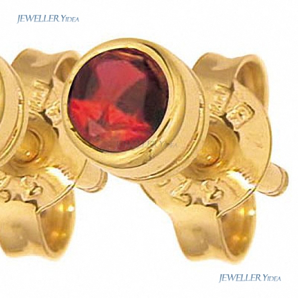 Bee 9k 9ct Yellow Gold 1 x Gold butterfly Earrings back pr Studs Earrings 4mm Red Mounts Bezel Setting Round Created Ruby 50116/CR40 D