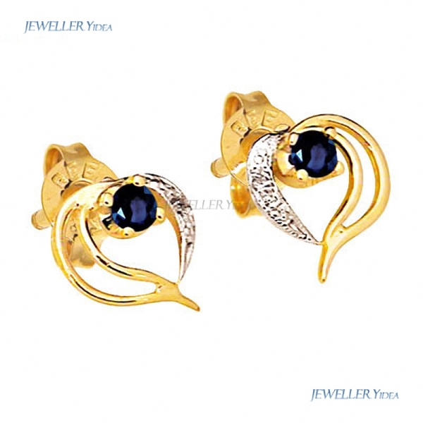 Bee 9k 9ct Yellow Gold 1 x Gold butterfly Earrings back pr Studs Earrings 3mm Blue Round Sapphire 0.005carat JP2 White Diamond 51083/S A Bee 9k 9ct Yellow Gold 1 x Gold butterfly Earrings back pr Studs Earrings 3mm Blue Round Sapphire 0.005carat JP2 White Diamond 51083/S A