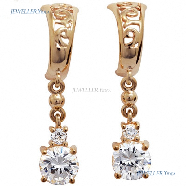 Bee 9k 9ct Yellow Gold 1 x Gold butterfly Earrings back pr Drops Earrings 6mm White Round Cubic Zirconia 2.5mm Round Cubic Zirconia 54984/CZ A