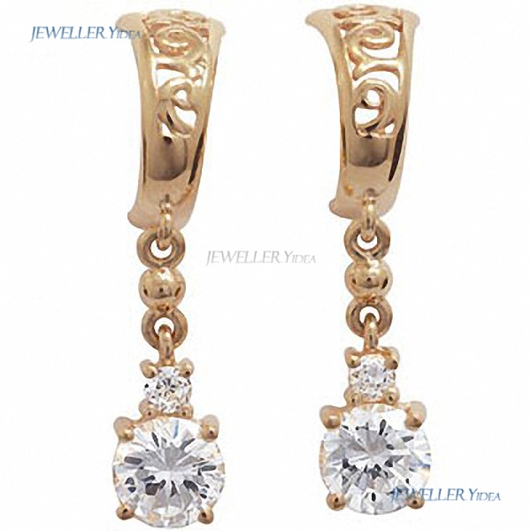Bee 9k 9ct Yellow Gold 1 x Gold butterfly Earrings back pr Drops Earrings 6mm White Round Cubic Zirconia 2.5mm Round Cubic Zirconia 54984/CZ B