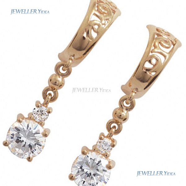 Bee 9k 9ct Yellow Gold 1 x Gold butterfly Earrings back pr Drops Earrings 6mm White Round Cubic Zirconia 2.5mm Round Cubic Zirconia 54984/CZ C