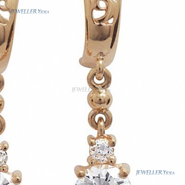 Bee 9k 9ct Yellow Gold 1 x Gold butterfly Earrings back pr Drops Earrings 6mm White Round Cubic Zirconia 2.5mm Round Cubic Zirconia 54984/CZ D