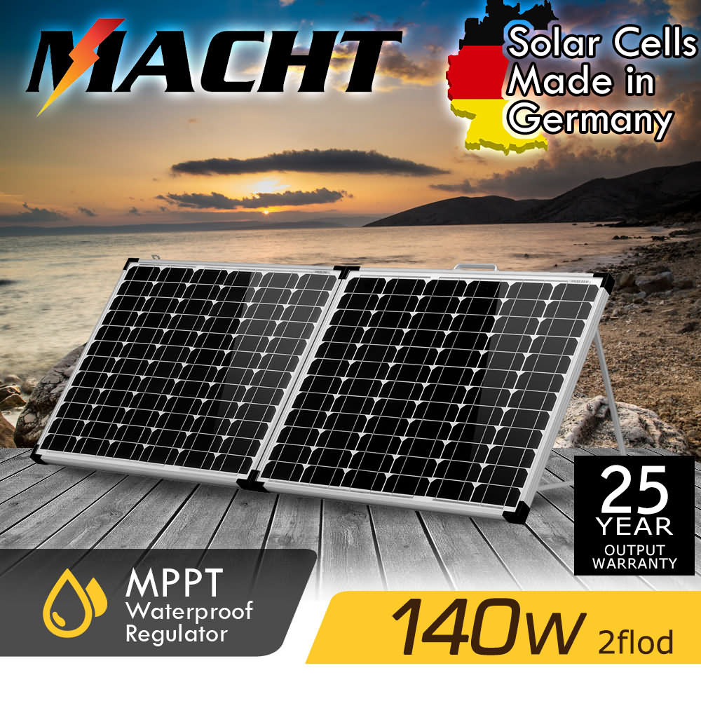 NEW MACHT 140W 12V FOLDING SOLAR PANEL KIT MONO caravan camping power battery