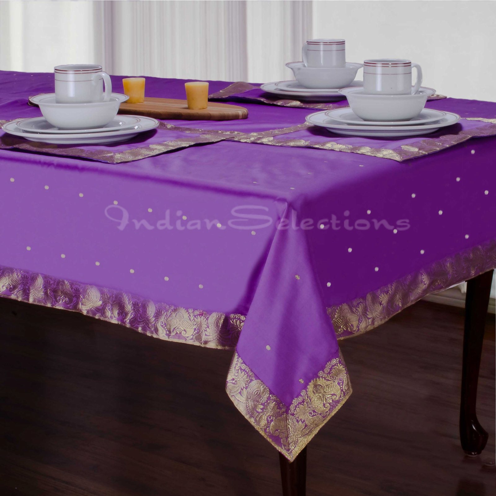 Lavender Handmade Sari Tablecloth (India) eBay