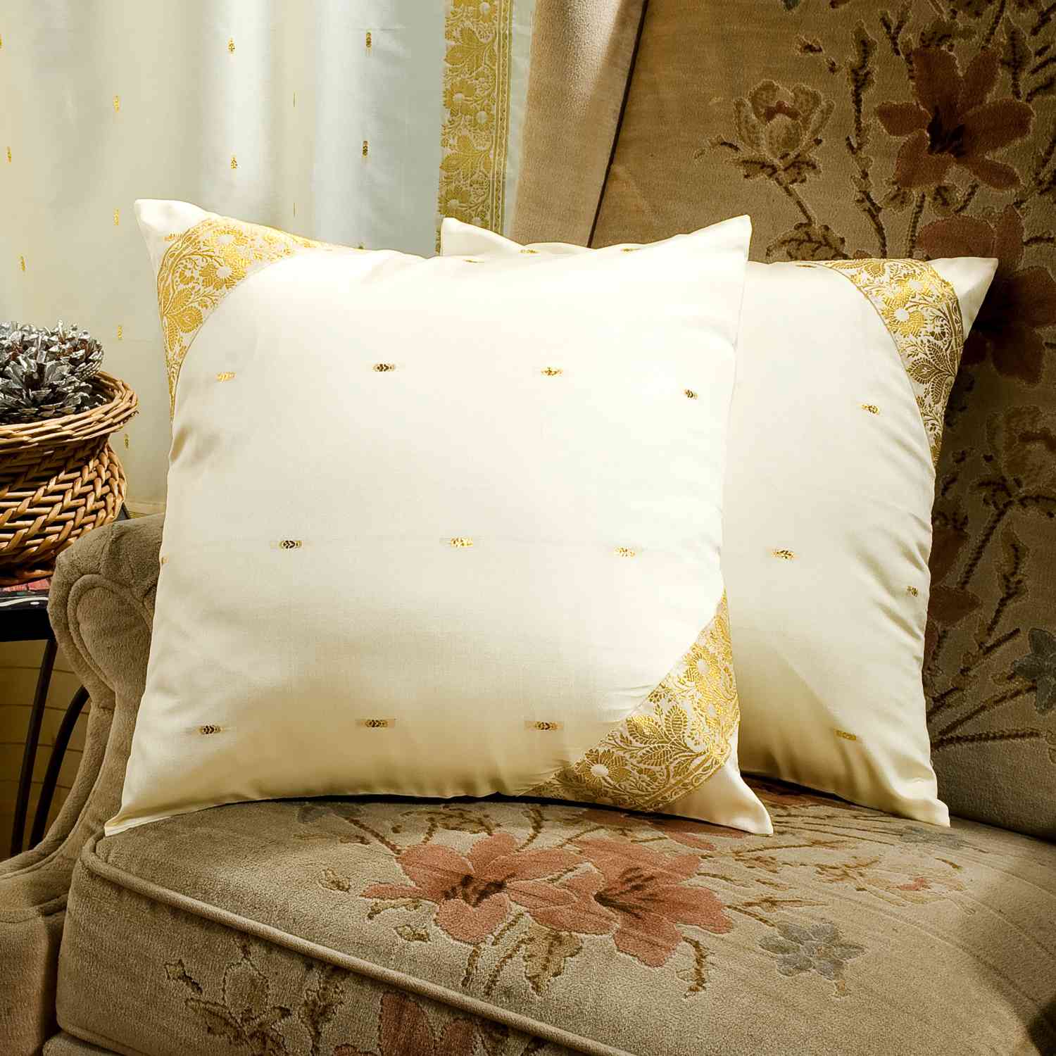Cream-Decorative handcrafted Cushion Cover, Throw Pillow ...
