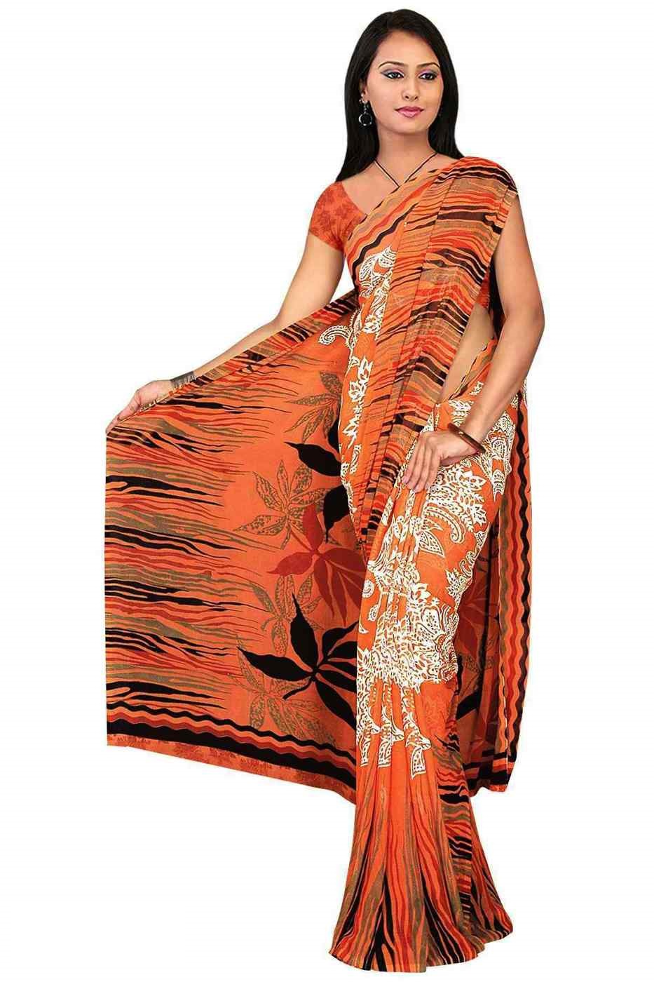 Drishya Georgette Printed Casual Saree Sari Bellydance fabric