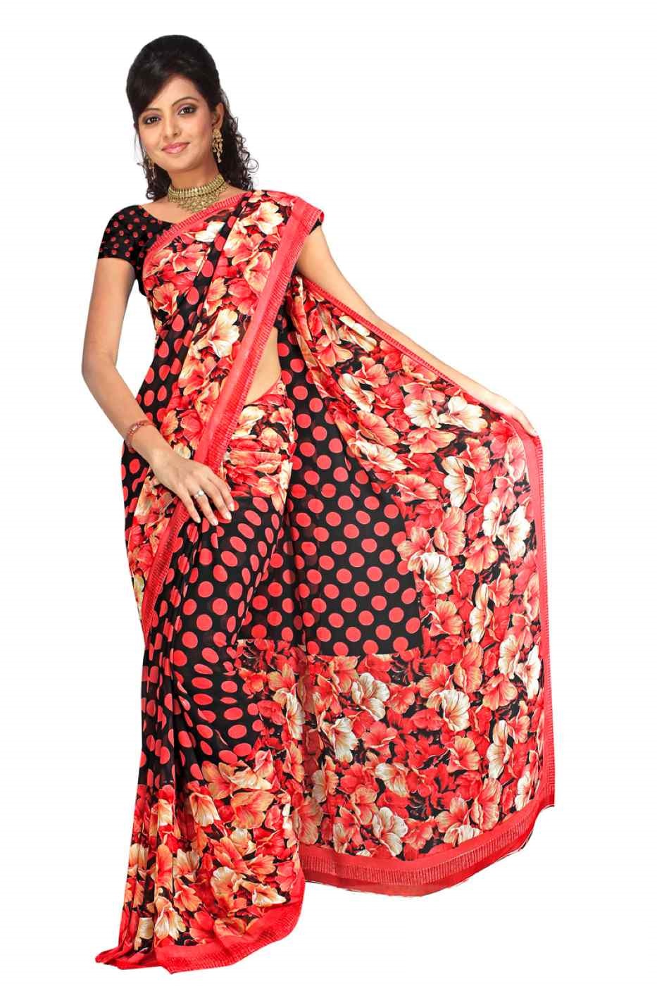 Dhyana Georgette Printed Casual Saree Sari Bellydance fabric