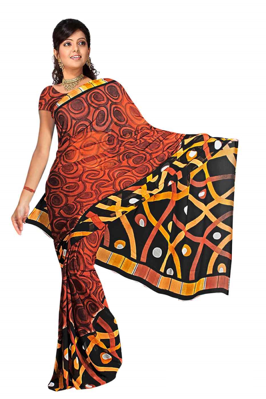 Dalaja Georgette Printed Casual Saree Sari Bellydance fabric