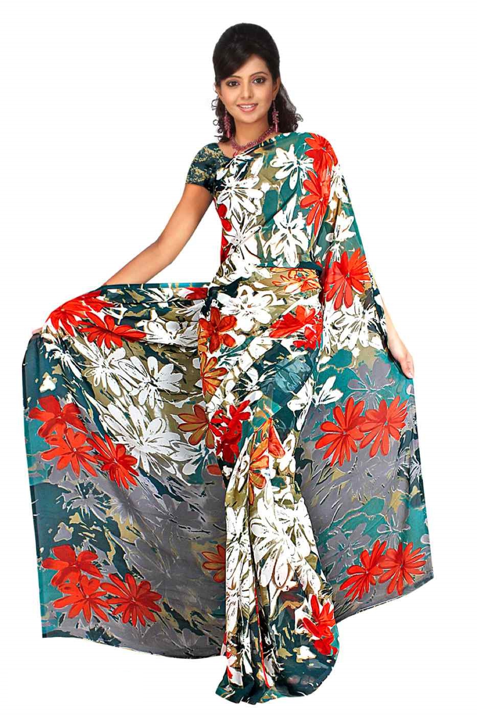 Chhavi Georgette Printed Casual Saree Sari Bellydance fabric